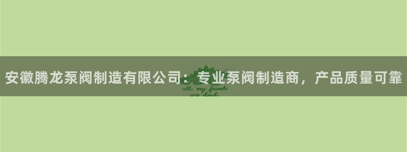 彩神iv能赚钱吗：安徽腾龙泵阀制造有限公司：专业泵阀制造商，
