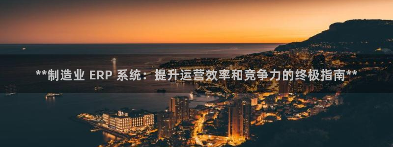大发彩神官网下载：**制造业 ERP 系统：提升运营效率和竞争力的终极指南**