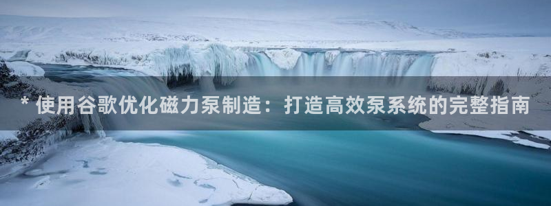 彩神8官网版：* 使用谷歌优化磁力泵制造：打造高效泵系统的完整指南