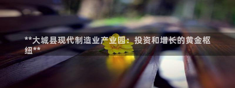 彩神是正规平台吗知乎：**大城县现代制造业产业园：投资和增长的黄金枢
纽**
