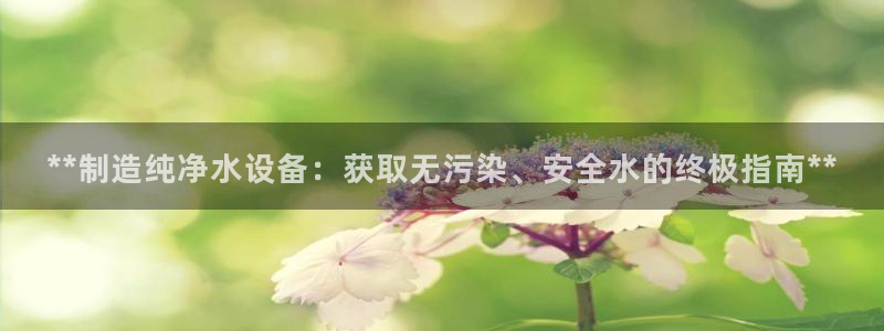 下载彩神通关注金码：**制造纯净水设备：获取无污染、安全水的终极指南**